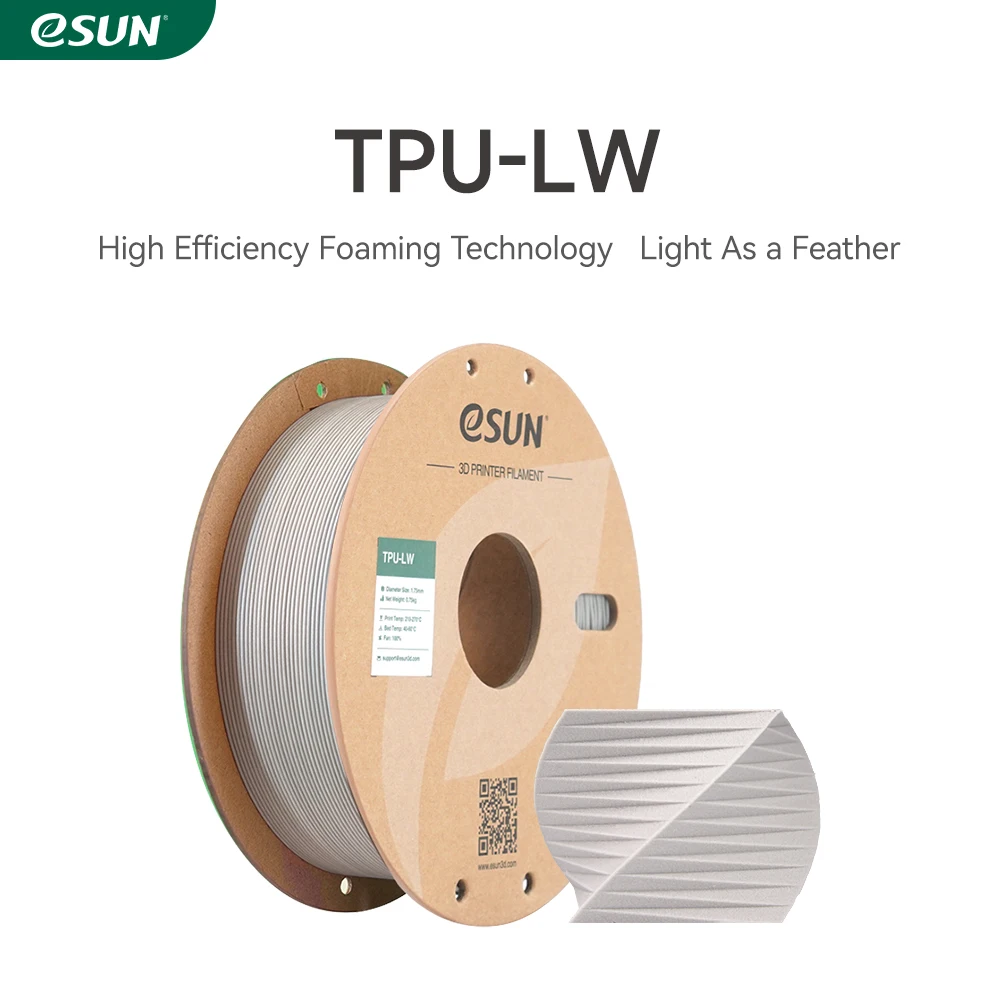 ESUN Light Weight TPU 3D Filament 1.75MM 10PCS 7.5KG TPU-LW 3D Printer Filaments for Bambu Lab DIY Aircraft 3D Foaming Filaments