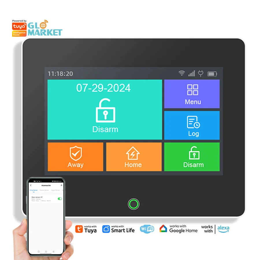 

Glomarket Многоязычная сигнализация Tuya для умного дома с сенсорным экраном 2g 4g Tuya Wi-Fi Gsm Устройство сигнализации Smart Security