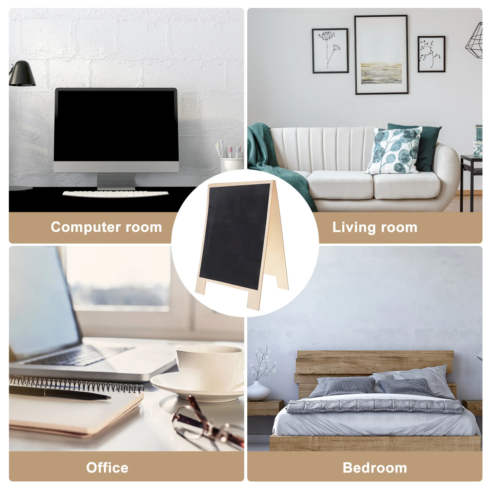 سبورة سوداء قابلة للمسح على الوجهين لبار المطبخ وحفلات الزفاف وعلامة سبورة على الطاولة مع إطار خشبي طبيعي وحامل قابل للطي #5