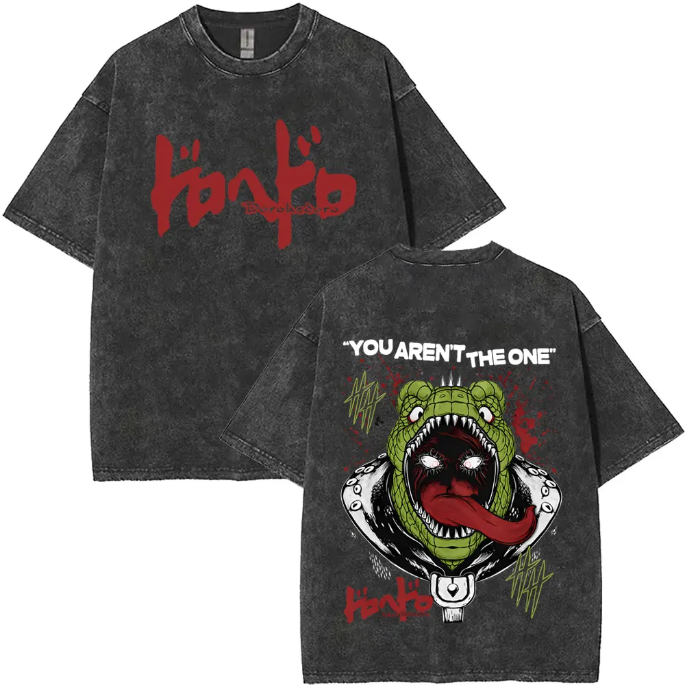 Gewaschenes Vintage Anime Dorohedoro Kaiman T-Shirt für Männer und Frauen Gothic Manga Rock Metal Style T-Shirt Herren Harajuku Übergroße T-Shirts – Detail 2