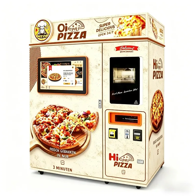 Customized Smart Pizza Vending Machine QR Code Touchscreen Multiple Payment Options Cloud-Based Management-Remote Monitoring
