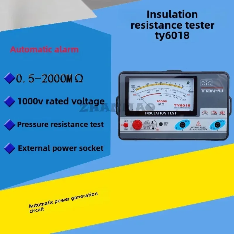 

TY6018 Electronic Megohmmeter Insulation Resistance Meter Shake Meter Test Voltage 1000V
