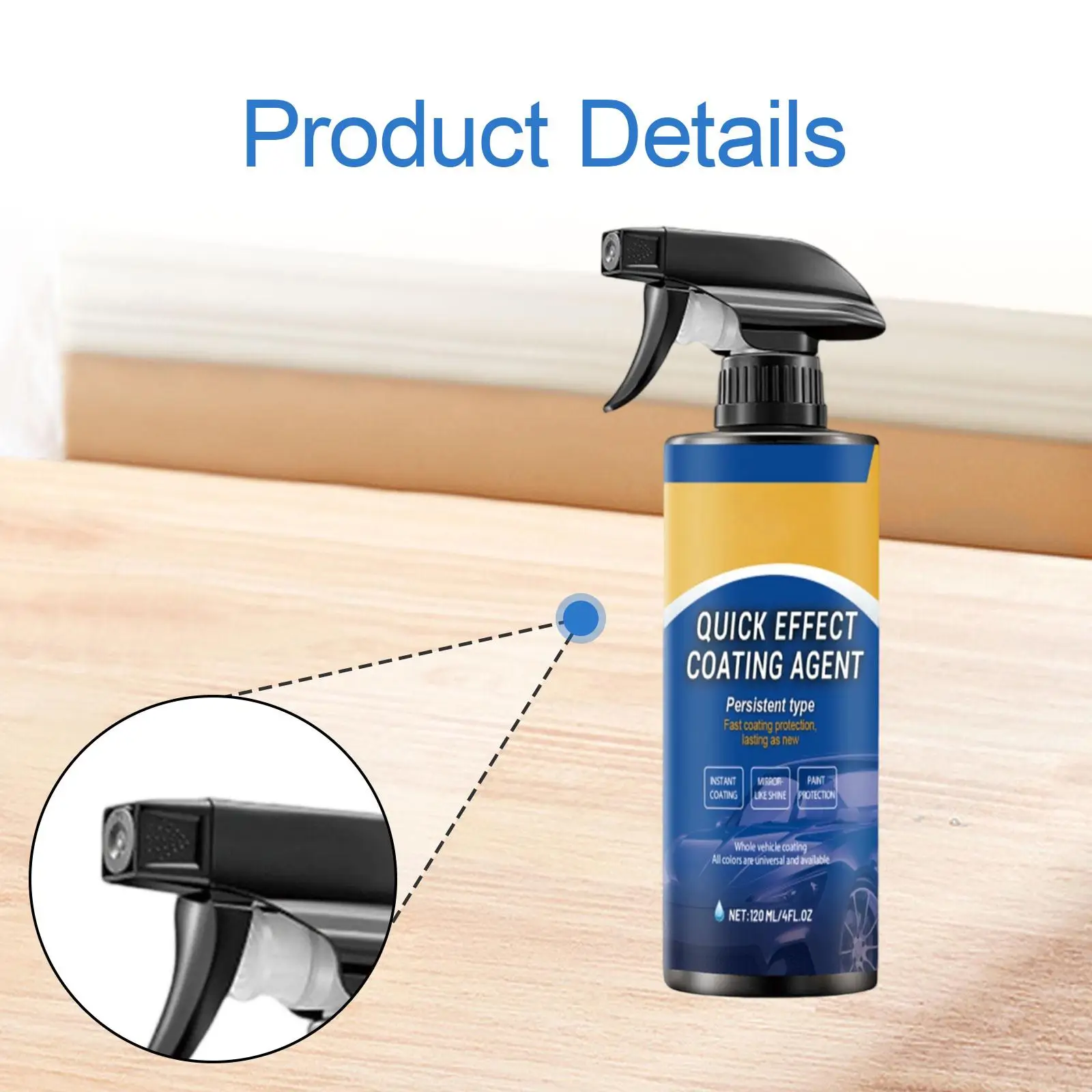 Spray de revêtement de voiture polyvalent pour les détails du revêtement en verre, soins extérieurs automobiles