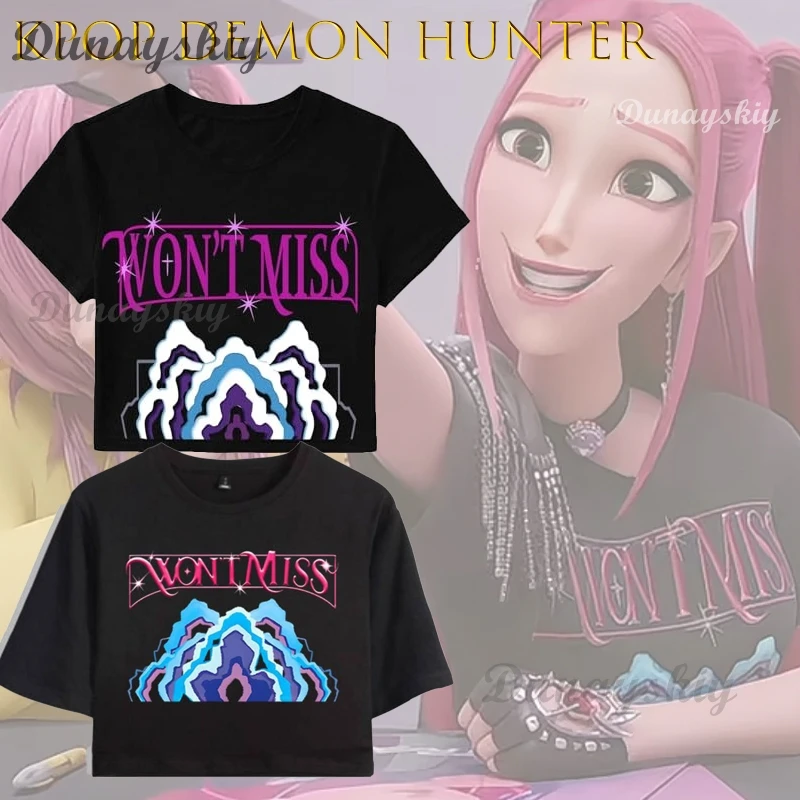 BKPop Demon Hunters Mira Crop Top T-shirt Short Sleeve Sexy Cute Anime Cosplay Women Outfit Halloween Christmas