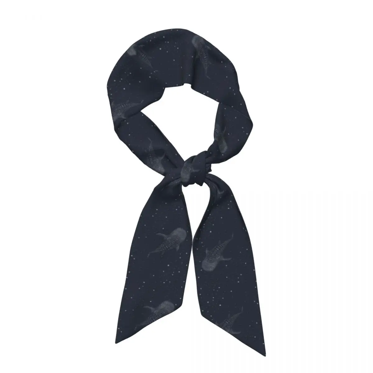 Cosmic Ocean Whale Shark Swimming Women Long Narrow Scarf Silky Skinny Scarf Multi-use Neck Head Wrap for Office Daily Party