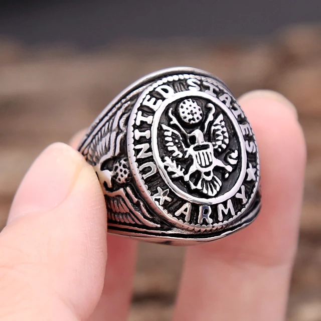 Fashion Vintage Men s Stainless Steel US Army Military Rings Punk Marine Corps Eagle Ring Memorial Amulet Jewelry Gift Wholesale AliExpress