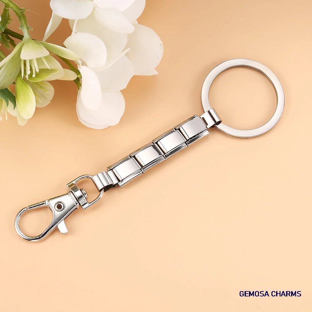 GEMOSA Simple Fashion Silver Color Key Chain Removable Italian Charm Link Making DIY Accessory Gift for Women Men