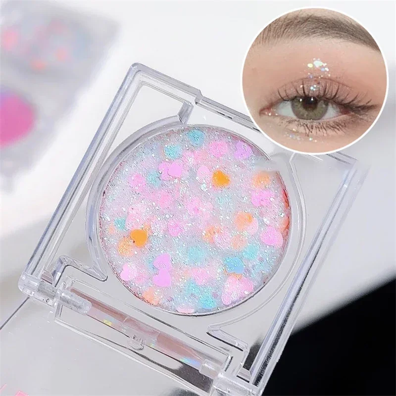 Shiny Heart Sequin Glitter Gel Eyeshadow Cream Blue Pink Gold Star/Moon Nail Loose Sequins Glue Halloween Party Body Eye Makeup