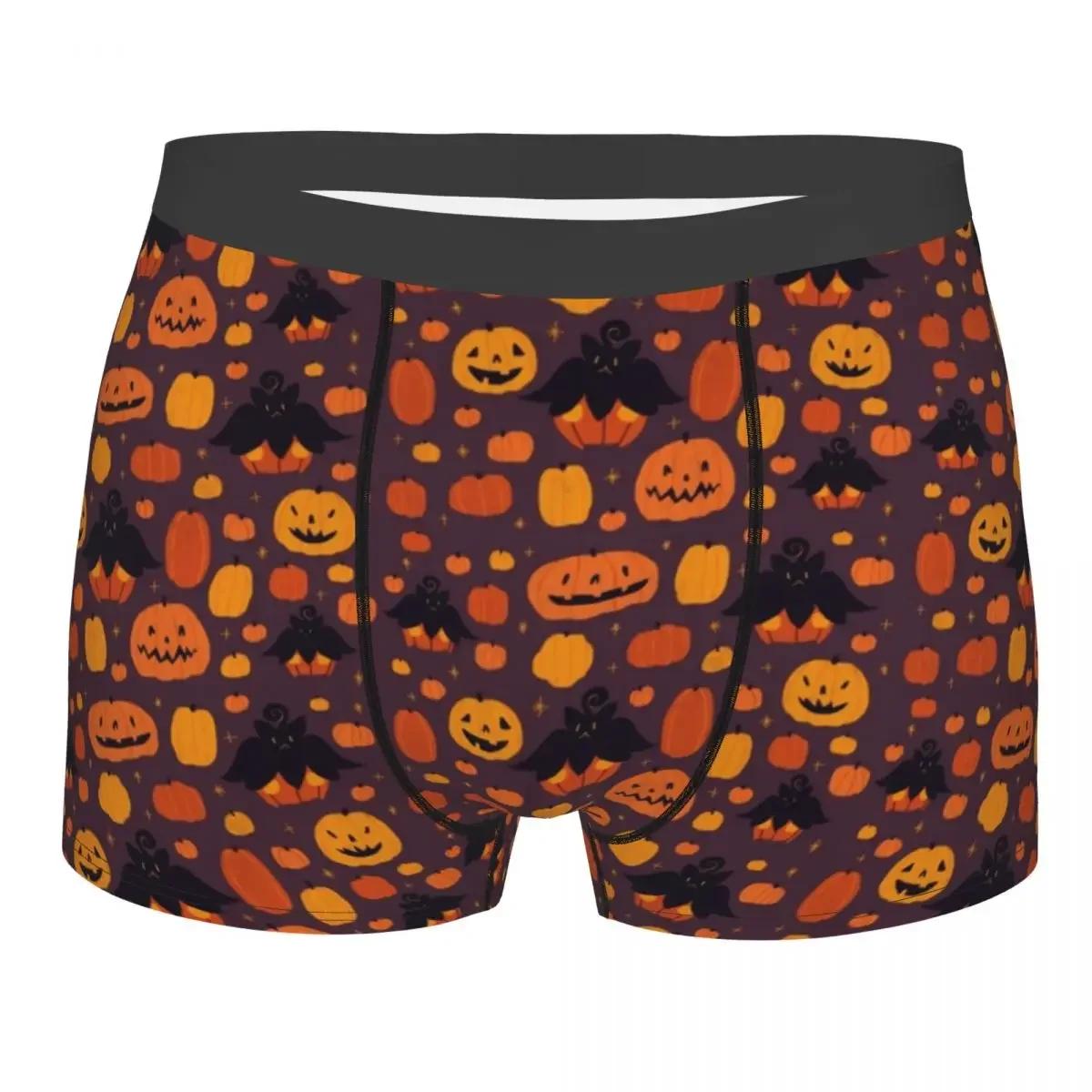 Man Cartoon Pumpkin Bat Underwear Happy Halloween Funny Boxer Briefs Shorts Panties Homme Breathable Underpants S-XXL