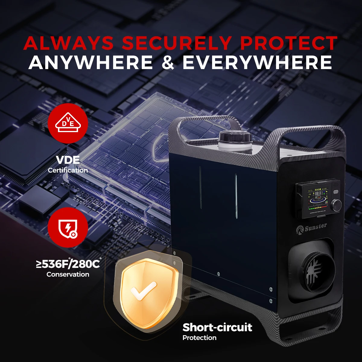 Sunster 8KW سخان تلقائي الكل في واحد سخان هواء ديزل بلوتوث وتلقائي بدء إيقاف سخان التوقف لقافلة متنقل RV
