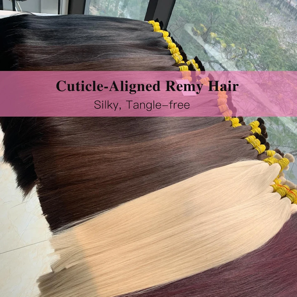 No Weft Burmese Hair Human Hair Bulk 100% Virgin Remy Natural Hair Extensions Straight No Weft Human Hair for Braiding Wholesale