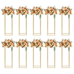 Ensemble de support de fleur de mariage, colonne en métal doré, présentoir de ballon, pilier de vase à fleurs, accessoire de décoration de mariage, recommandé, T1, 31.5 po, 10 pièces