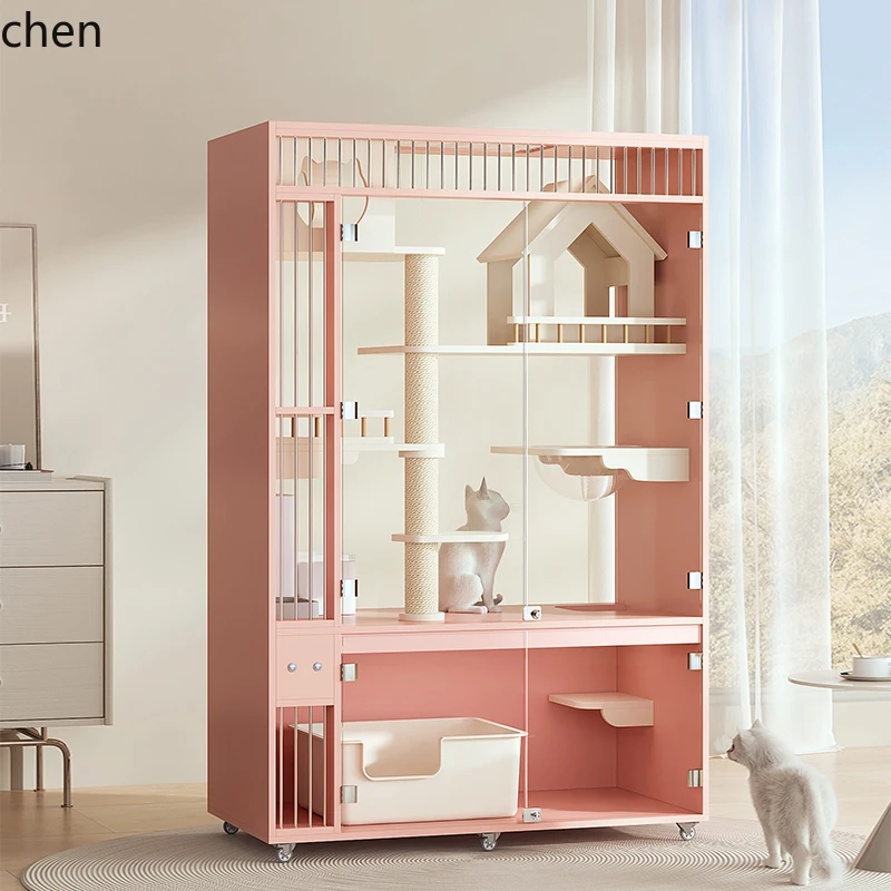 

CP villa panoramic transparent solid wood home interior cabinet cat nest cat cage