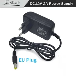 1PCS 12V2A AC 100V-240V Converter Adapter DC 12V 2A 2000mA Power Supply EU Plug 5.5mm x 2.1-2.5mm for LED CCTV