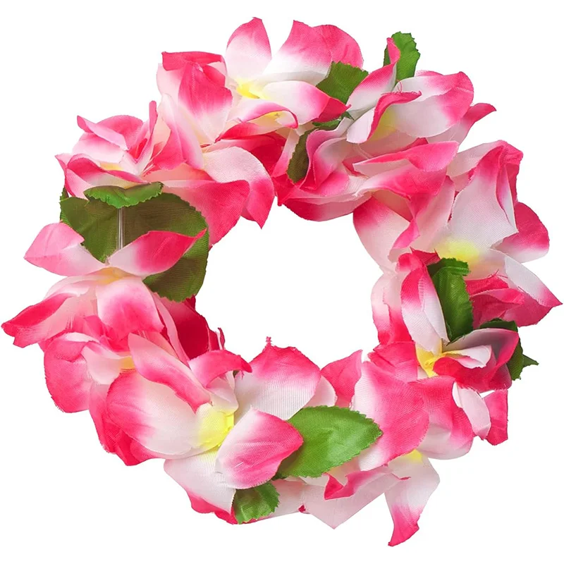 4Pcs Hawaiian Leis Garland with Bracelets For Luau Summer Tropical Birthday Party Decoration Artificial Flower Wreath Necklace - view 3