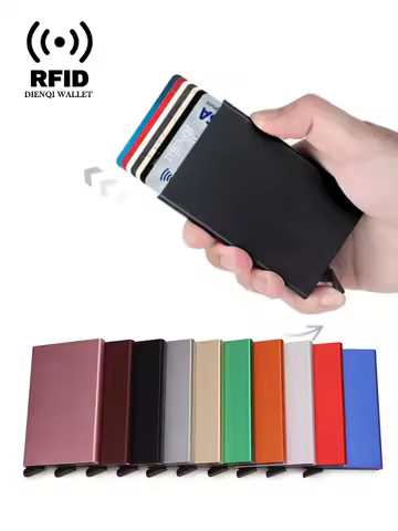 Rfid Credit Card Holder Metal Thin Slim Smart Wallet Men Women Wallets Pop Up Minimalist Small Black Purse Mini Walets for Men