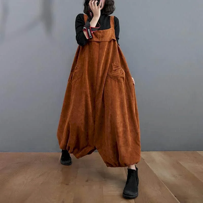 

Комбинезоны для женщин, однотонная рабочая одежда, брюки-фонарики, винтажный цельный наряд, женская одежда, свободный повседневный комбинезон High Street XT1601