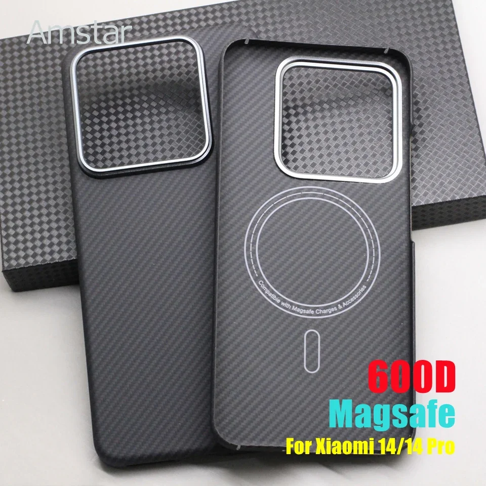 

Amstar Magnetic Carbon Fiber Phone Case for Xiaomi 14 Pro Support Magsafe 600D Ultra-thin Aramid Fiber Xiaomi 14 Magnetic Cover