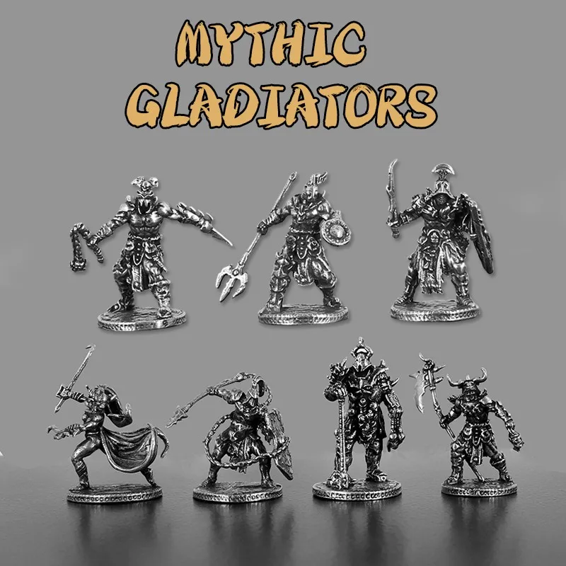 Mythical Gladiator Mini Sculpture Retro Metal Soldier Model Tabletop Game Chess Decorative Figurines Ornament Crafts Boy Gifts