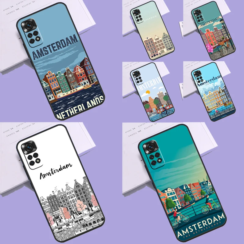 Amsterdam City Poster Funda For Xiaomi Redmi 12C 9A 9C 9T 10A 10C Redmi Note 10 8 9 11 12 Pro 9S 10S 11S 12S Case