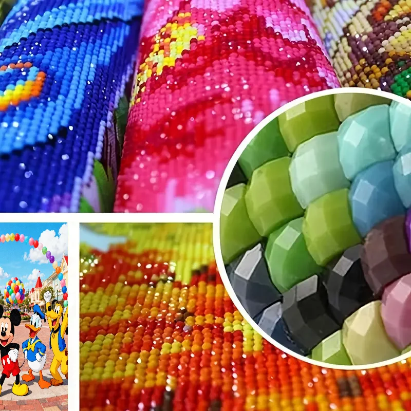 5D Full Drill DIY Diamond Painting Kit, 40x40CM Large Square Rhinestone Art Craft, Featuring Mickey Mouse, Minnie Mouse, Donald