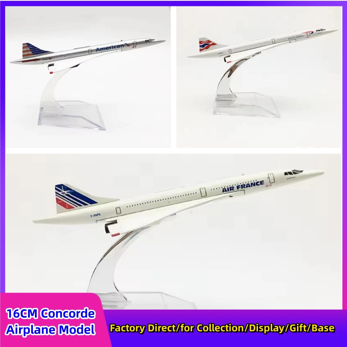 

Новая масштабная модель самолета Concorde 16 см, литая из металла, игрушечный самолет Air France/British Airways, Concorde из США