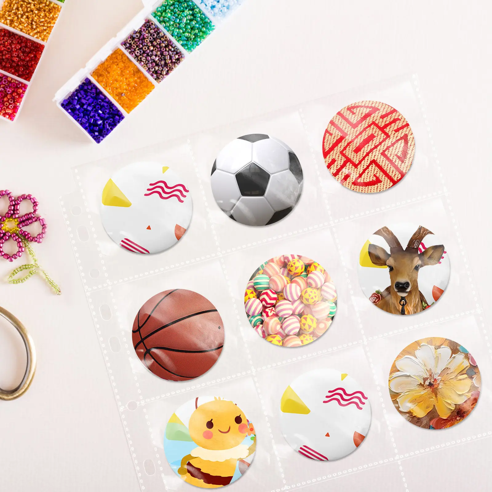 10Pcs Badge Collection Display Large Clear Sleeves Multi Slot Badge Storage Album Pages Stamp Collector Storage Binder Sheets