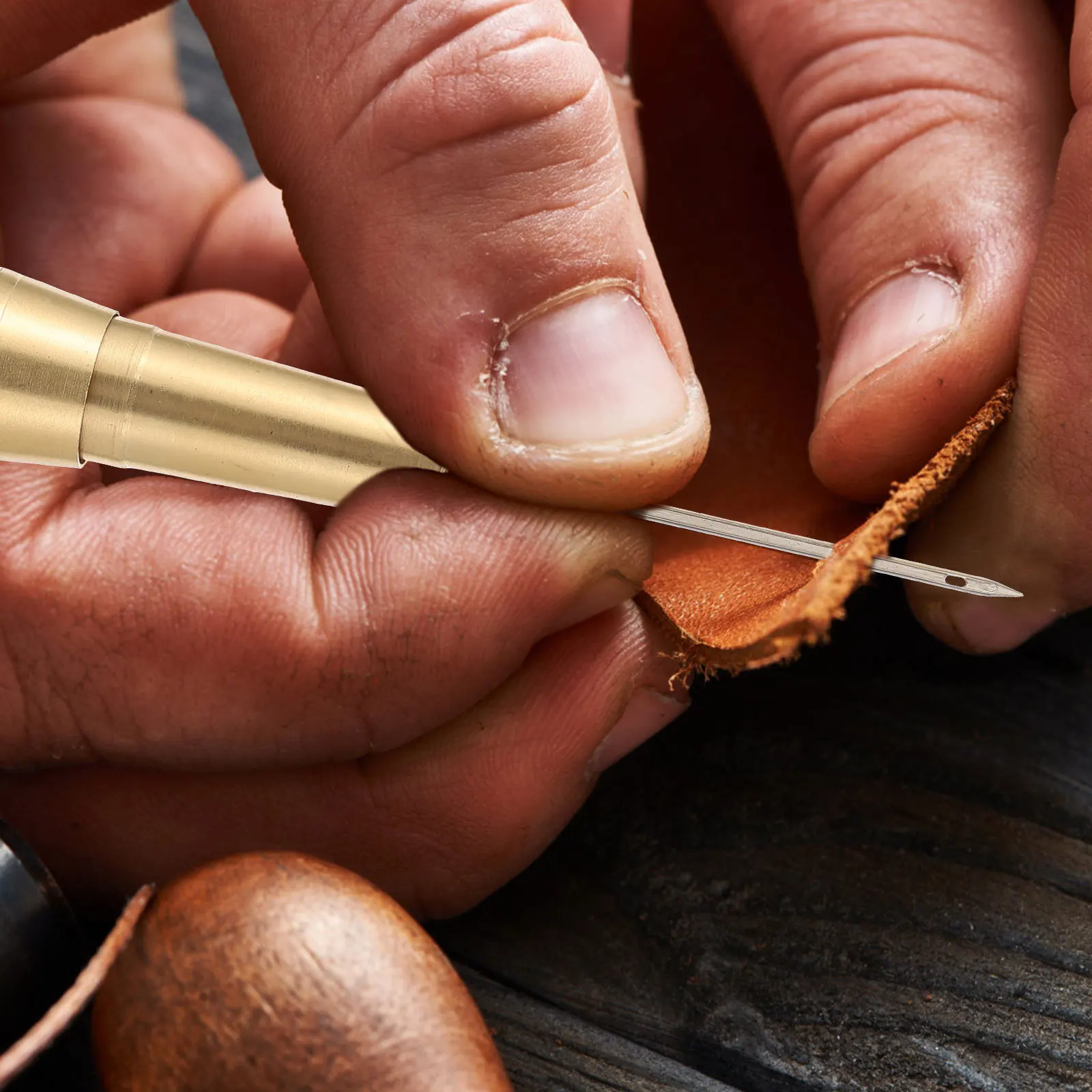 

2Pcs Shoe Repair Tools Sewing Awls Craft Awls Steel Needle Copper Handle for DIY Stitching Accessories