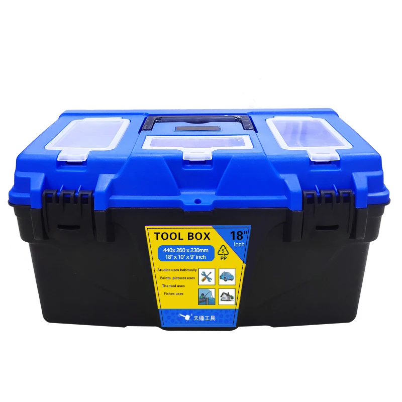 18 Inch Weatherproof  Plastic Portable General Toolbox With  Bit Storage