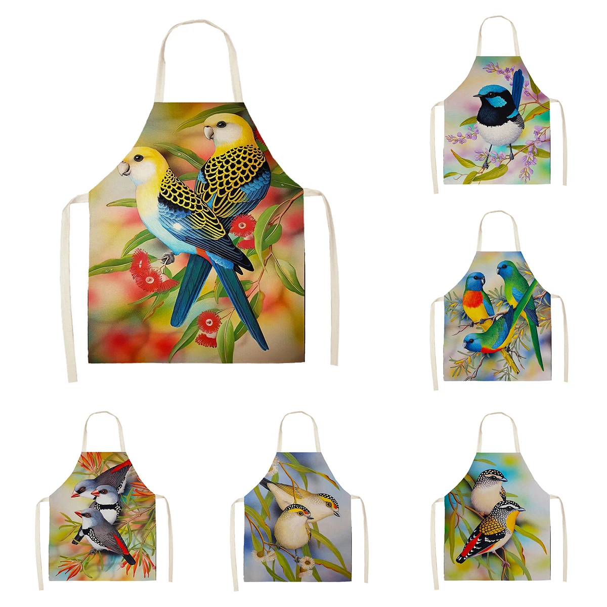 Women's kitchen apron Natural and Animal Styles Restaurant chef barber barman waterproof apron for menand child painting apron