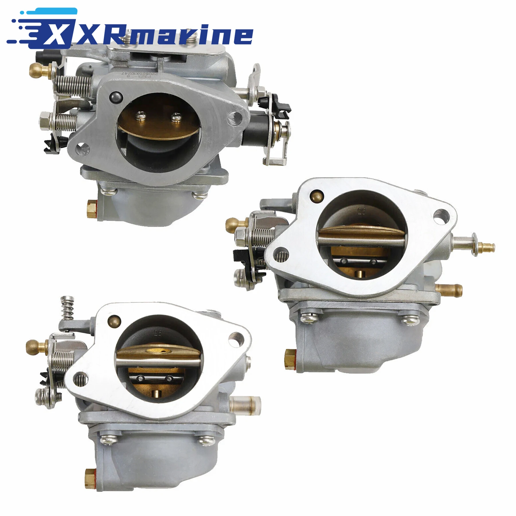 3 Pcs Carburetor Assy Fits for Yamaha Parsun Marine 2 Stroke 60HP E60 Outboard Motor 6K5-14301-03 6K5-14302-03 6K5-14303-03