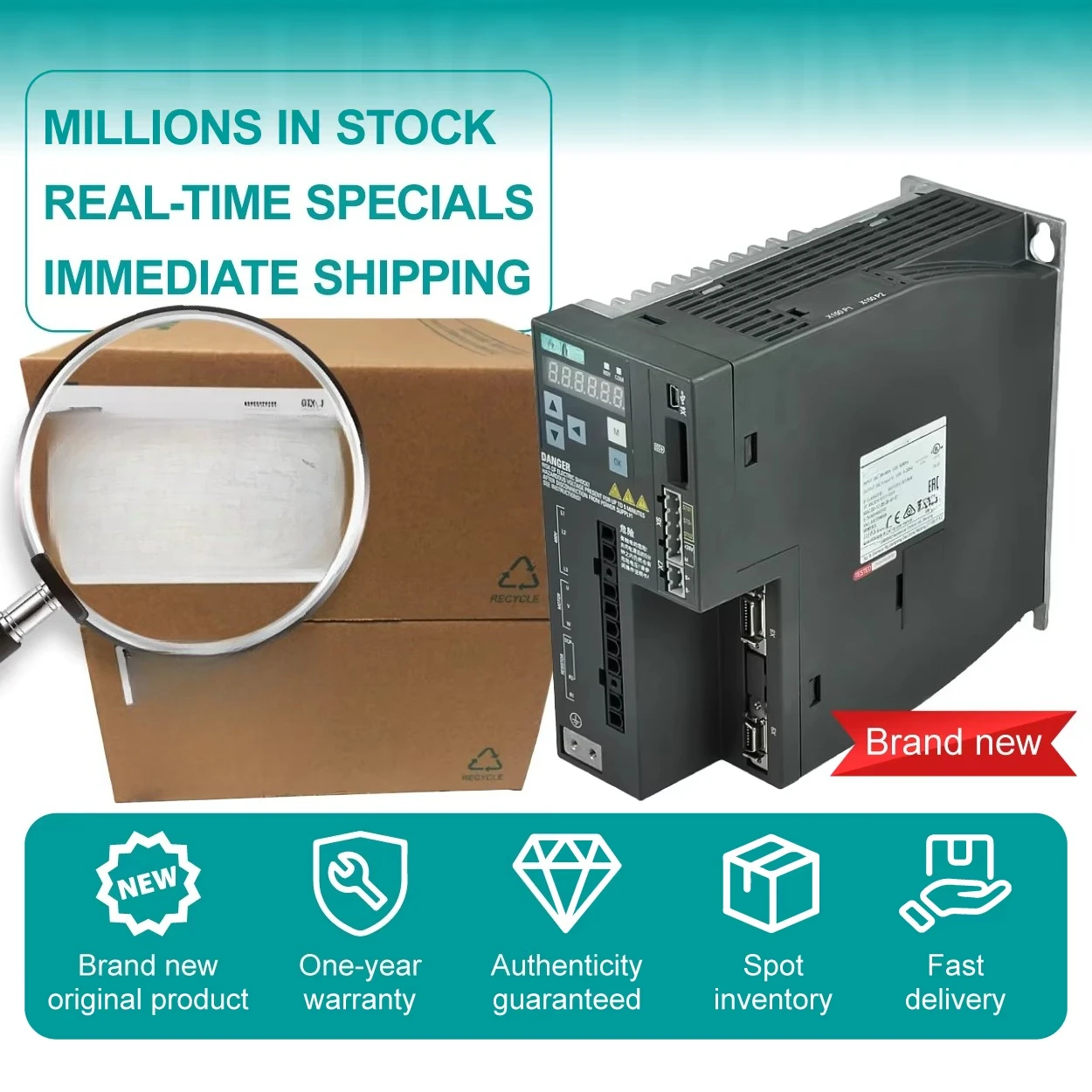 6SL3210-5FE11-0UF0 New Original SINAMICS V90 VFD 0.75/1.0 kW Three-Phase Servo Drive Inverter