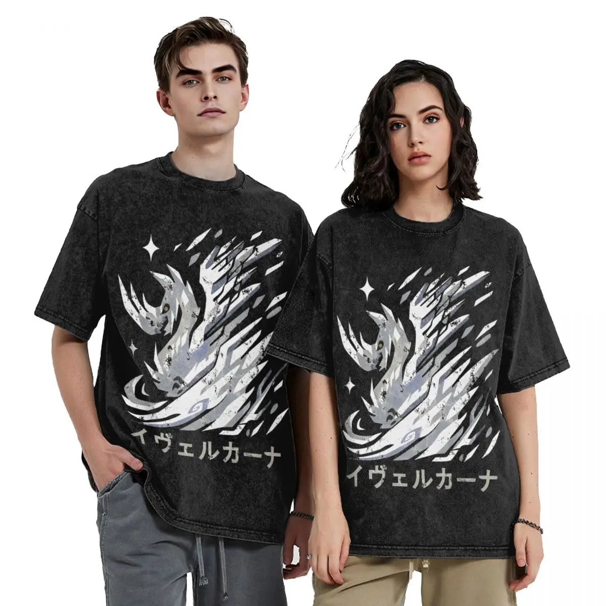 Retro Monster Hunter World Iceborne Velkhana Kanji Icon T Shirt Merch Tees Tops for Men Women Harajuku T-shirts