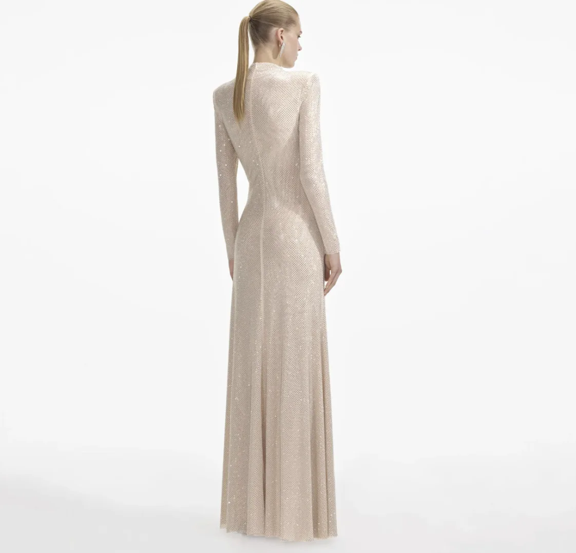 2026年新作 レディース セレブ風 セクシー 長袖 Oネック カットアウト ビーズ装飾 ブラック ミディ丈 ボディコン ドレス エレガント イブニング クラブ パーティー 衣装