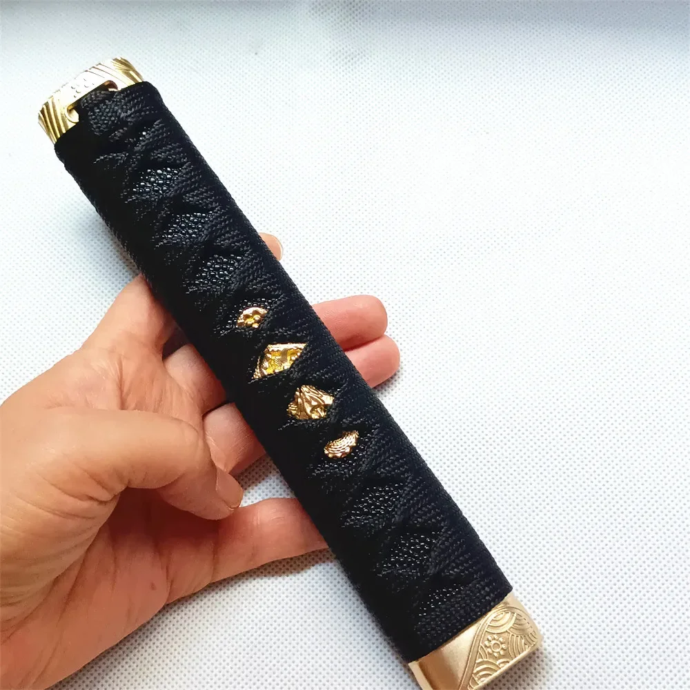 20cm Katana Handle Black Ito Black Rayskin Set Copper Brass Tsuba For Japanese Sword Katana Fittings