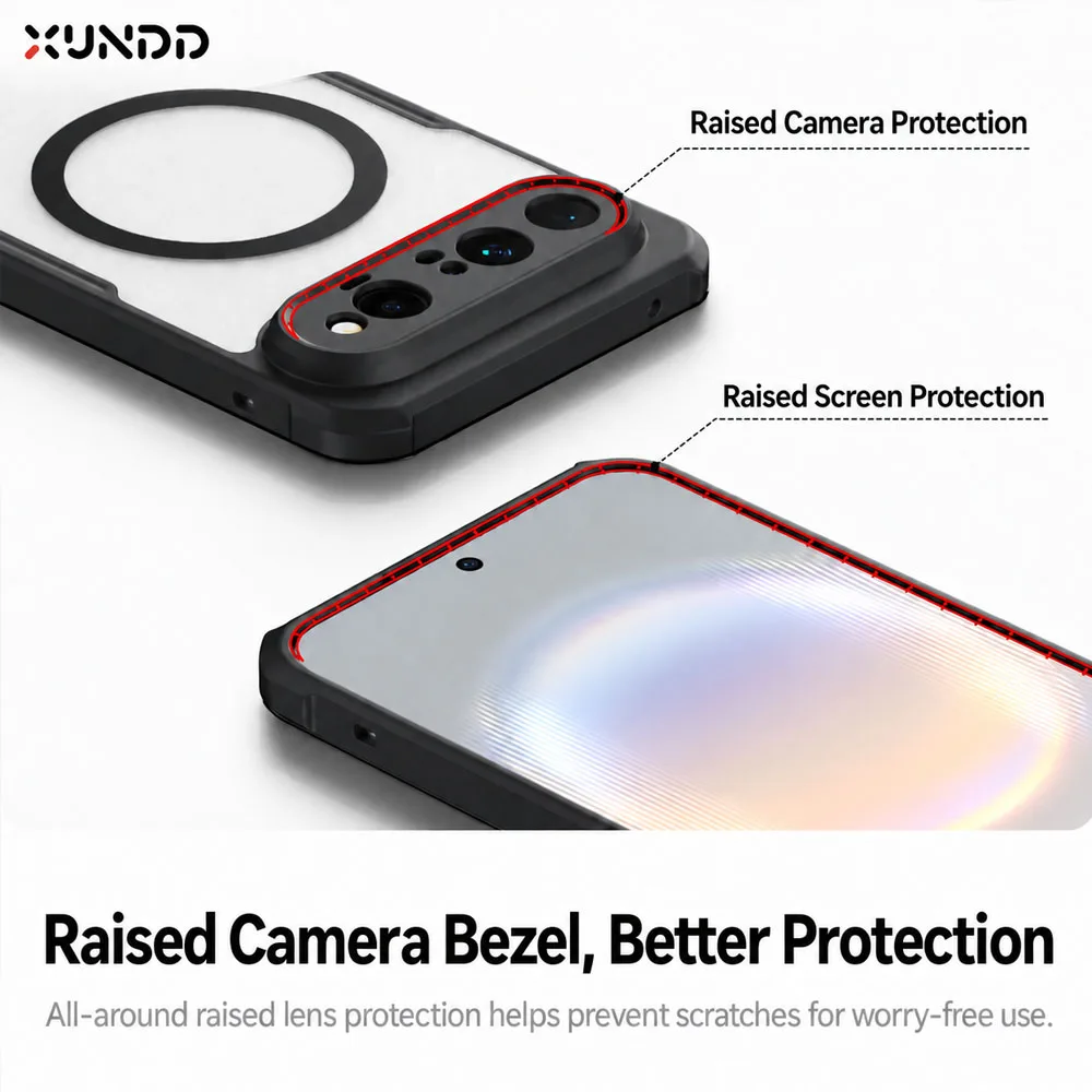 XUNDD Case For Huawei Pura X View Magnetic Clear Shockproof Airbag Kickstand Anti-Drop PC TPU Protective Phone Cover Soft Bumper