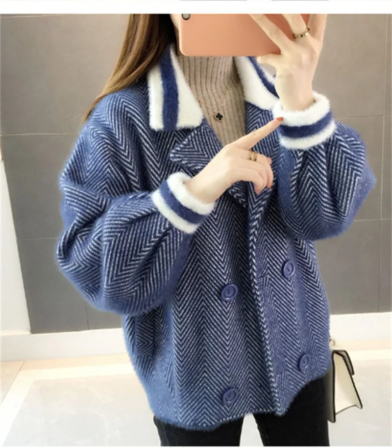 

Осень 202, новый стиль, женская шуба из лиственного норкового меха, короткий стиль, известный в Интернете, суперпопулярный свитер, маленький кардиган для