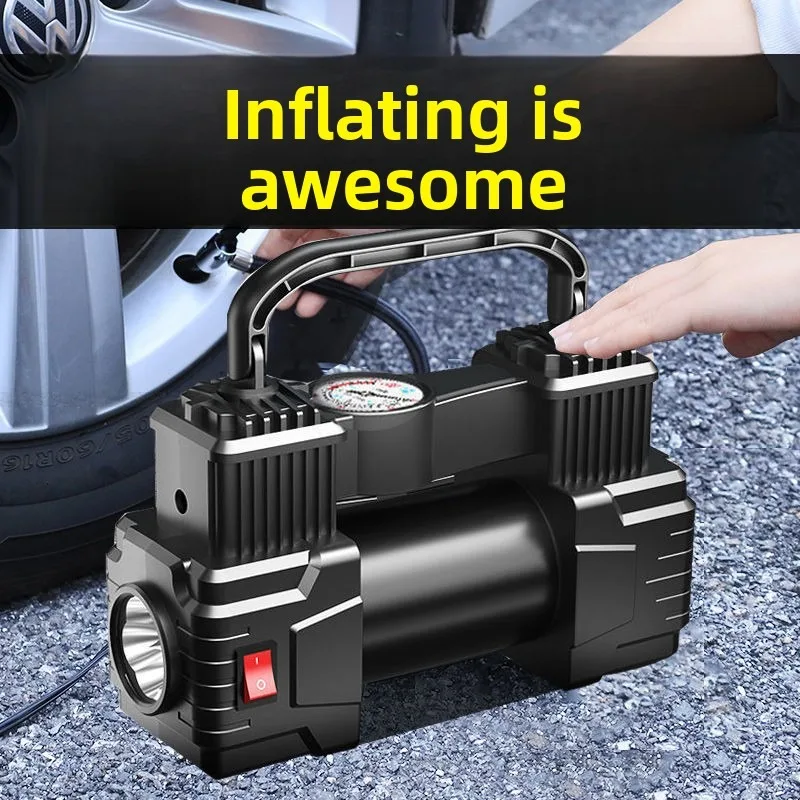 Pressure Gauge Electric Pump Car Tire Inflatable Pump 12V 150PSI Mini Air Compressor Single Cylinder Heavy Duty Tire Inflator