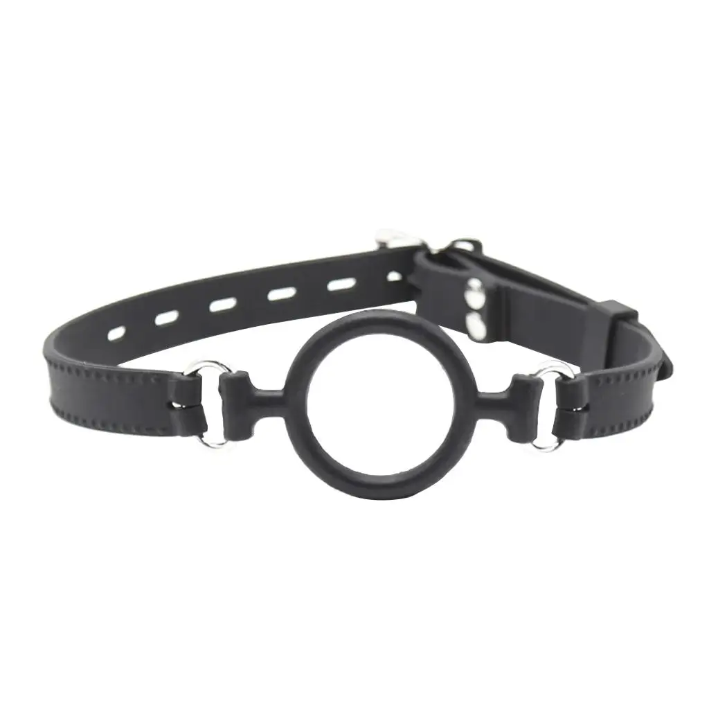 Black Rubber Open Mouth O Ring Gag Restraints Head Harness Oral Fixation