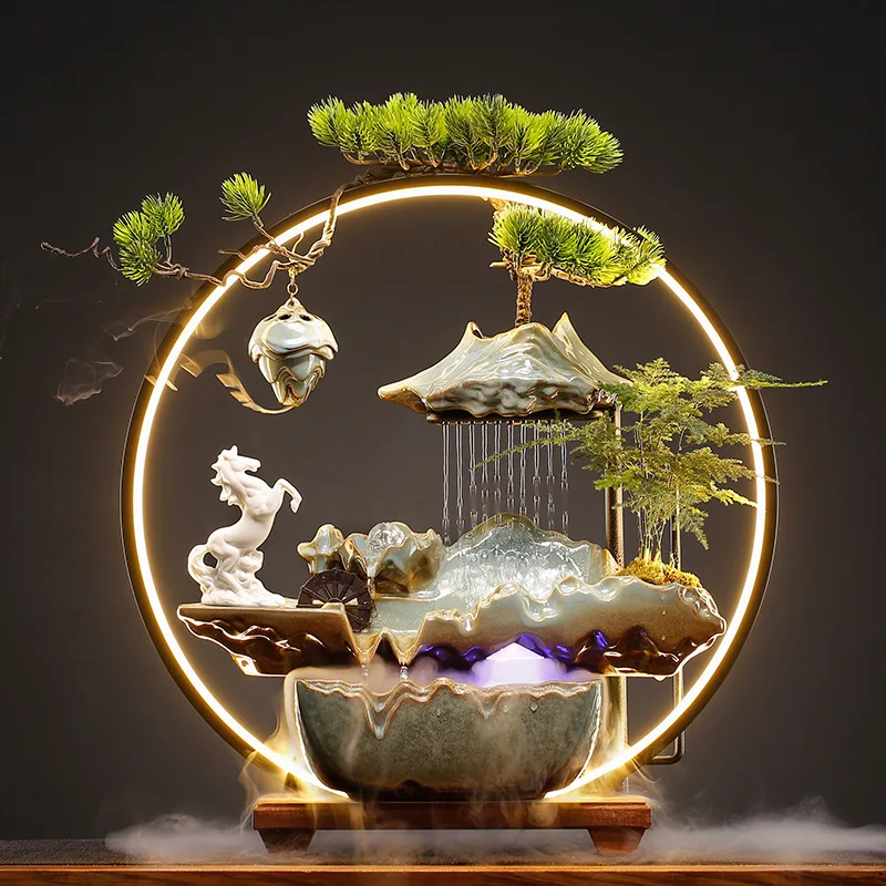 Lucky water ornament creative home entrance living room desktop office circulating water fountain opening housewarming gifts