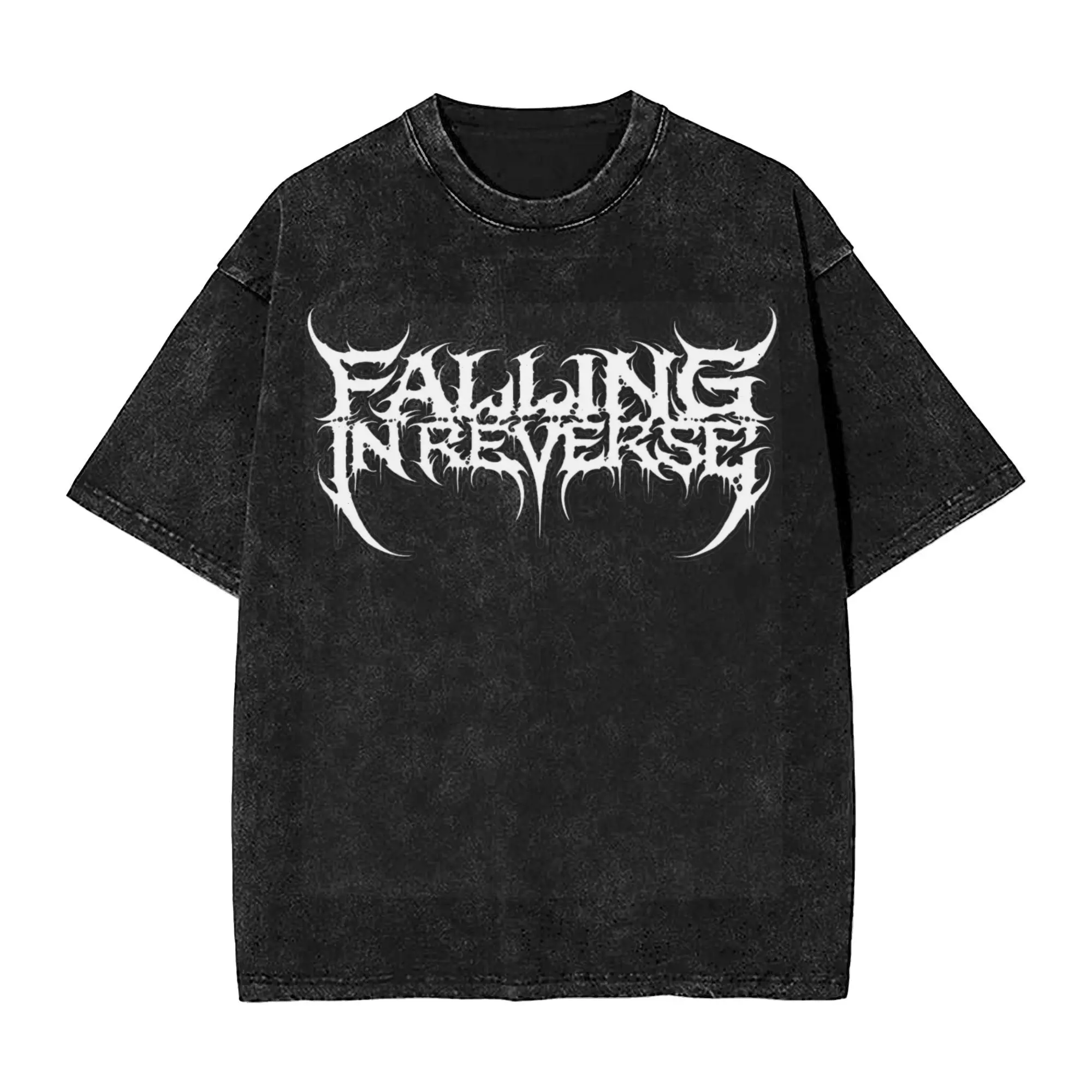 

Falling In Reverse Heavy Metal Band Washed T Shirt Fashion Streetwear for Men Women Pop Punk Loose T-Shirts Tee Short Sleeve