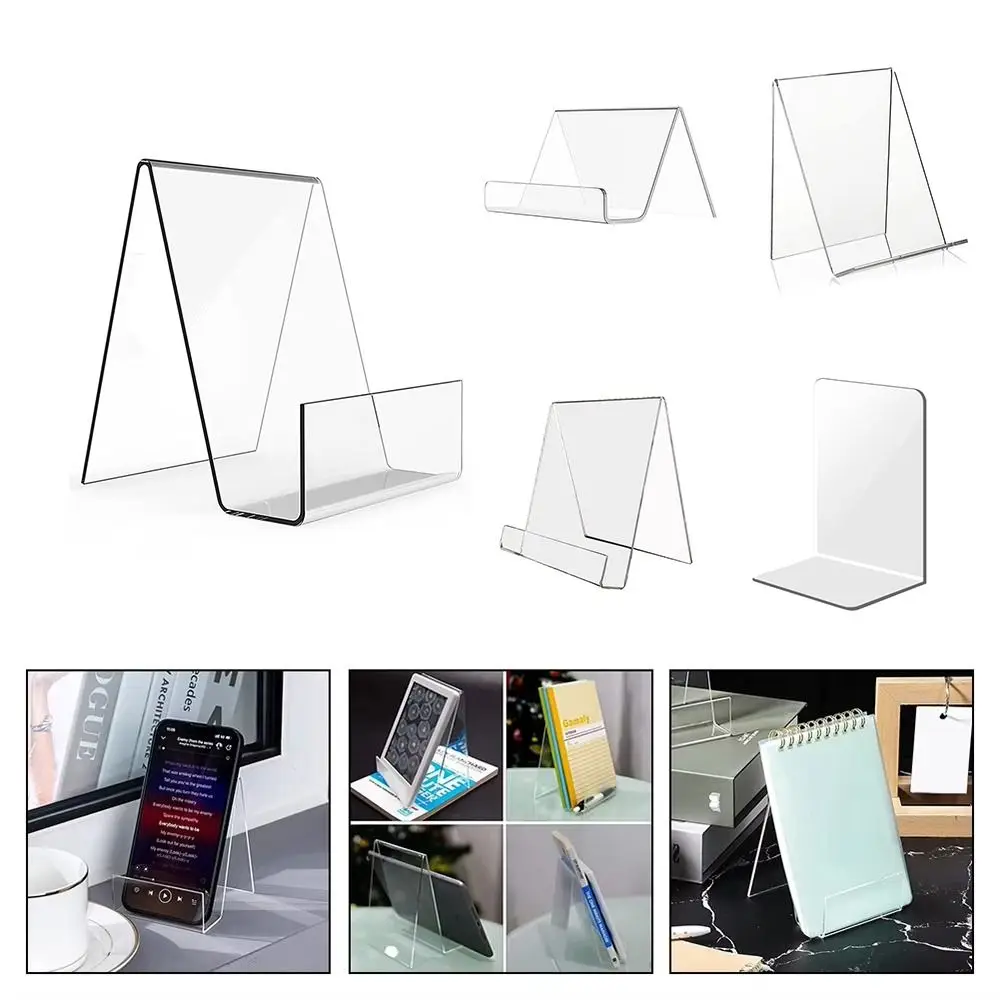 Minimalist Acrylic Book Holder Transparent Multi Functional CD Display Rack Portable Bookend School Office