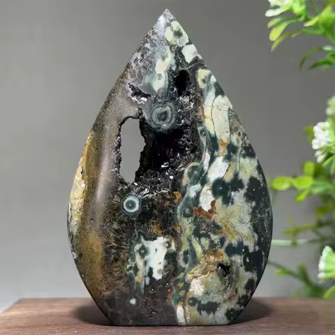 Natural Ancient Ocean Jasper Crystalline Cluster Free Form Torch Mineral Rock Spirit Energy Witchcraft Healing Home Decor Gift