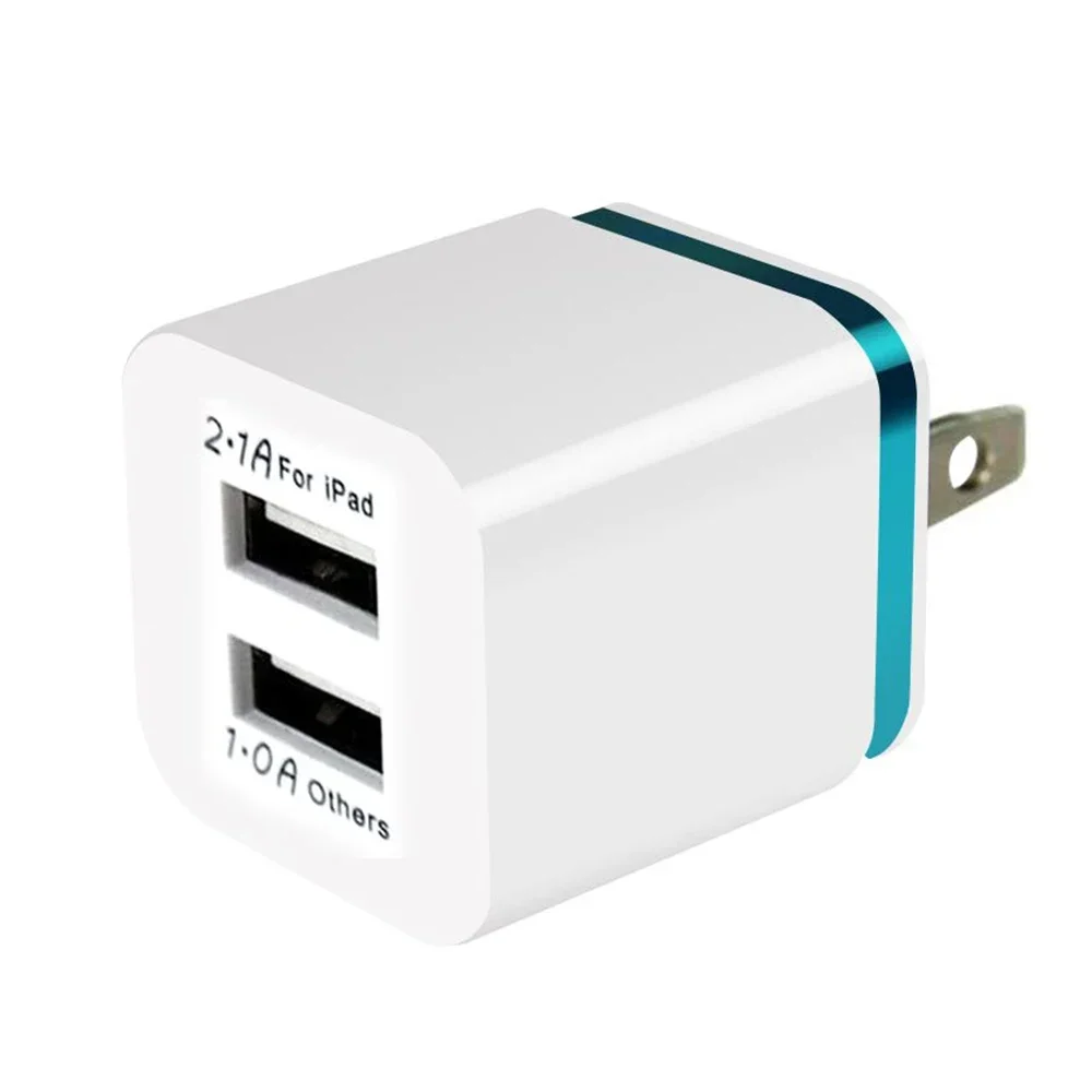 300pcs Portable US Plug USB Wall Charger Adapter 2.1A 1A Dual Port Charging Cube for iPhone Xiaomi Samsung Phone Chargers