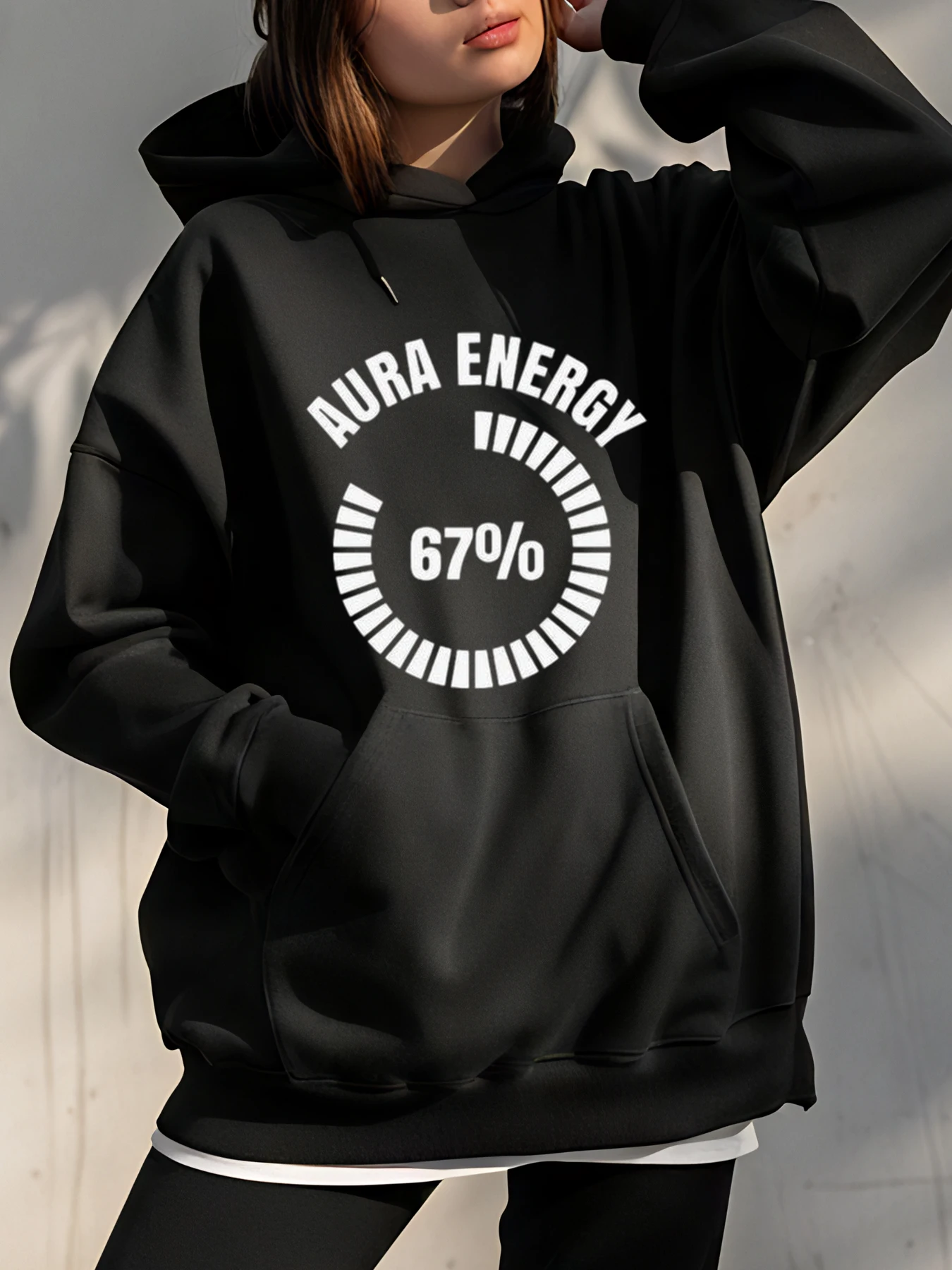 Aura Energy Load Indicator Hoodie With Circular Graphic Design For Urban Streetwear Style