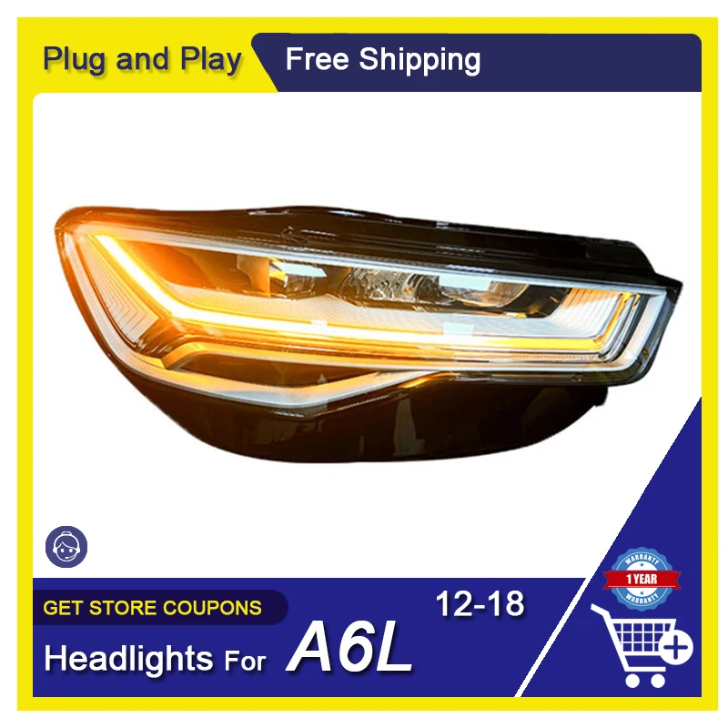 Car Styling For Audi A6L C7 2012-2018 LED Day Running Ligh Auto Headlight Assembly Fog Light Dynamic Turn Signal Headlamp Parts