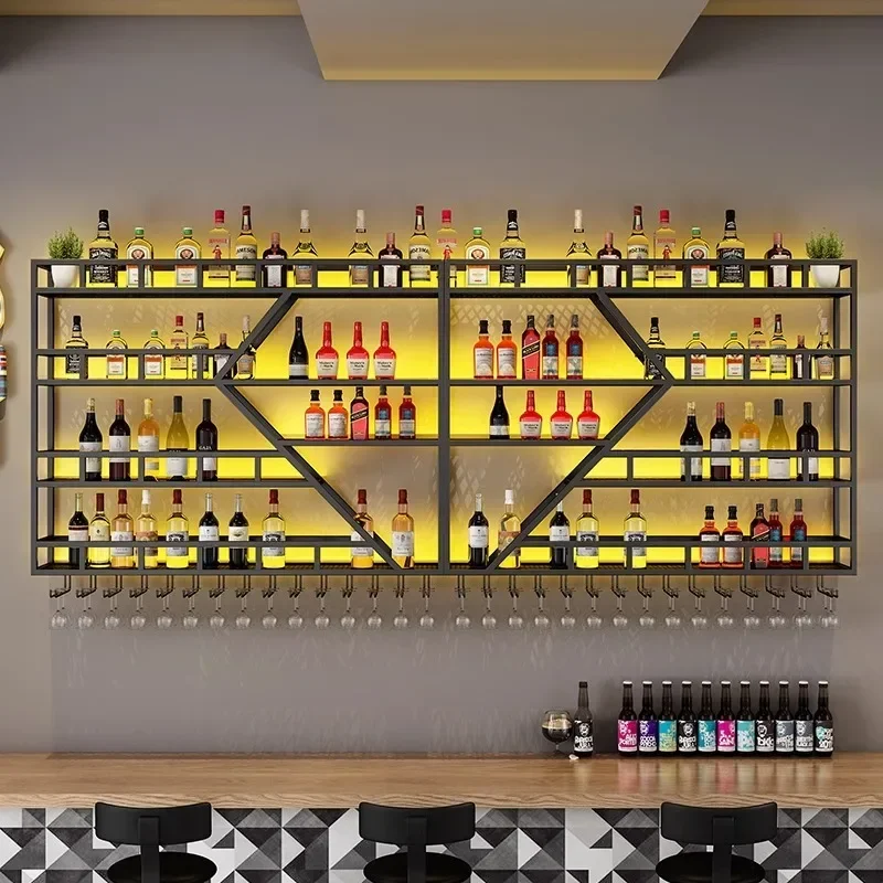 

Bar counter wall-mounted wine rack shelf household wall cabinet hanger wall-mounted glass rack red storage