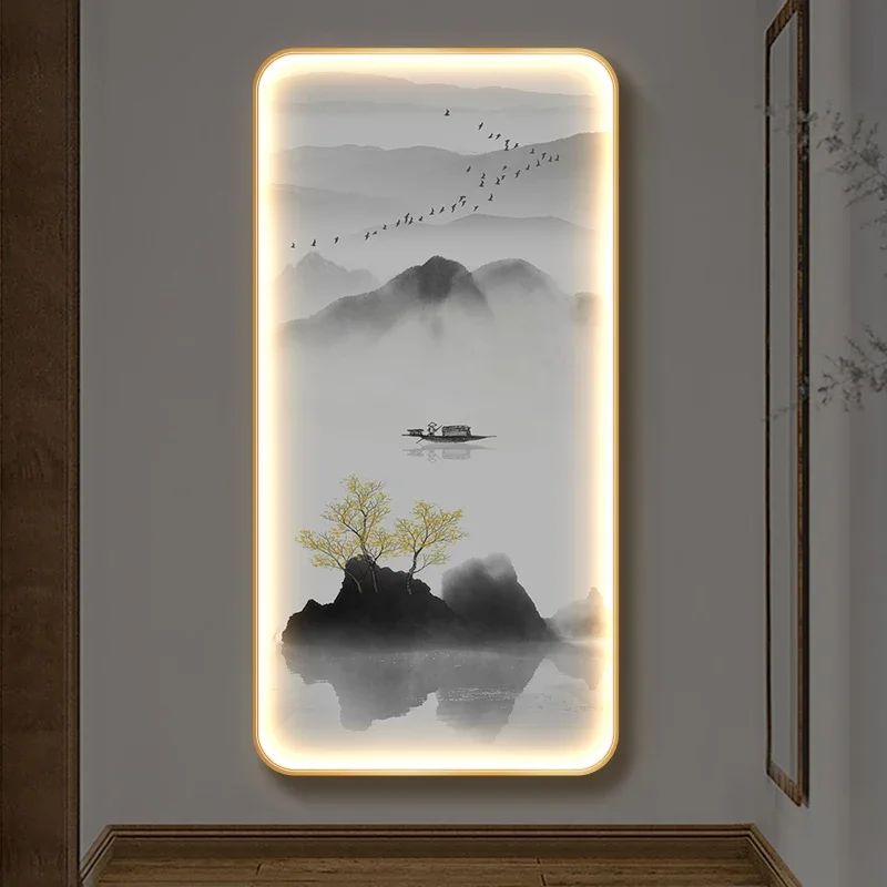 Modern Crystal Porcelain LED Wall Lamps - Exquisite Landscape Mural Lights with Lustre for Corridor, Teahouse & Living Room