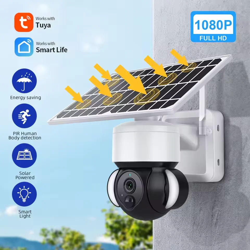 

5W Solar Panels Surveillance Camera Outdoor Waterproof Color Night Vision IP Cameras Wireless PIR Human Tracking CCTV Tuya APP