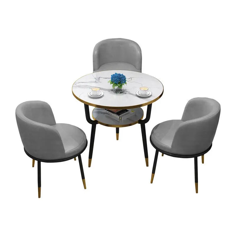 

Simple Negotiation Tables and Chairs, Combined Beauty Salon Store Reception Small Round Table, Three-piece Set